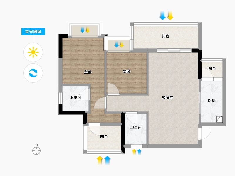 四川省-内江市-十里江湾-80.00-户型库-采光通风