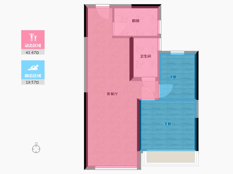 青海省-西宁市-碧桂园珑悦兰庭-56.54-户型库-动静分区