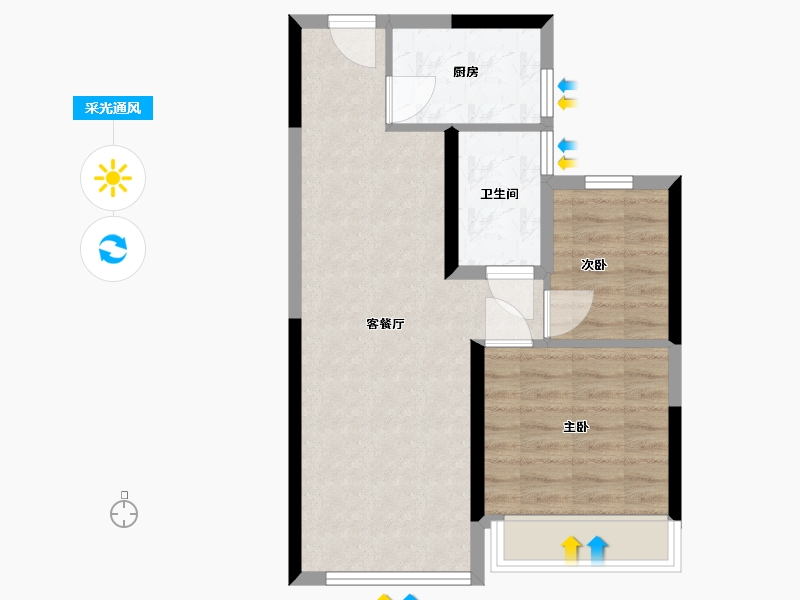 青海省-西宁市-碧桂园珑悦兰庭-56.54-户型库-采光通风