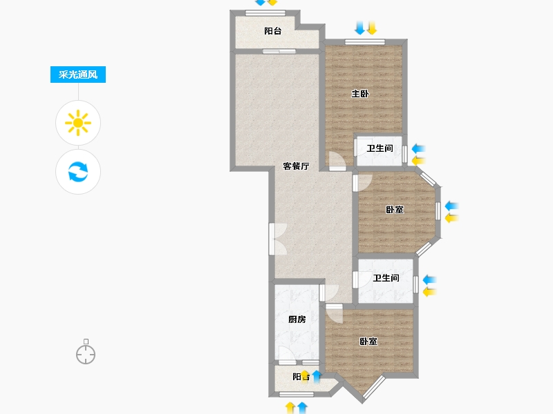 江苏省-南京市-翠屏国际城-130.00-户型库-采光通风