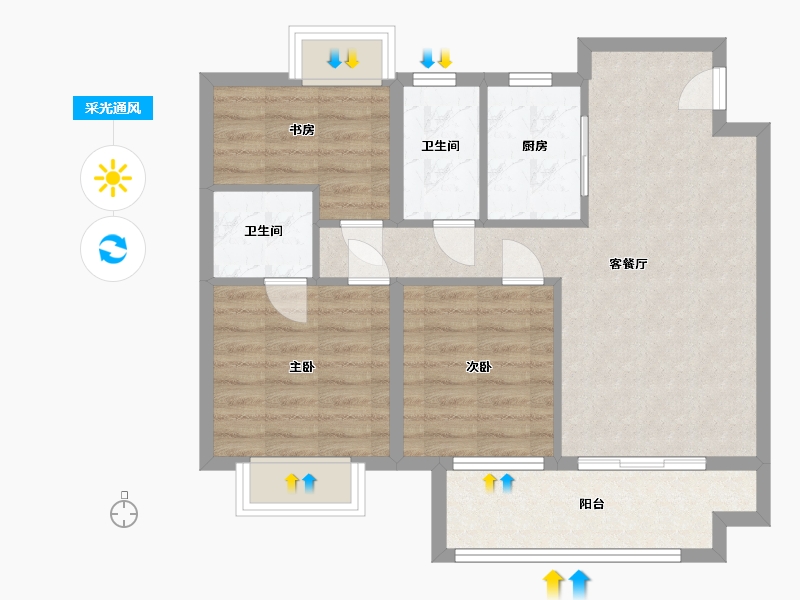 江苏省-南通市-云海尚品-72.00-户型库-采光通风