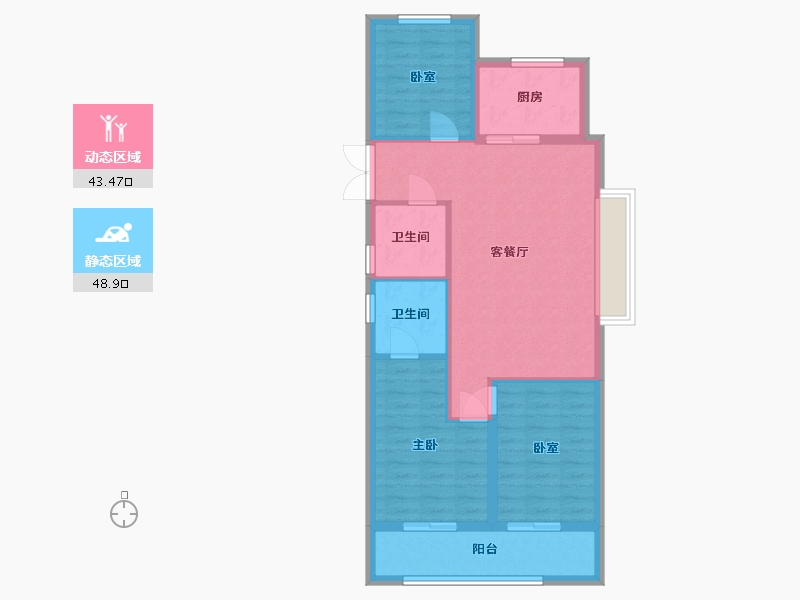 浙江省-台州市-绿城·明月君澜-83.45-户型库-动静分区