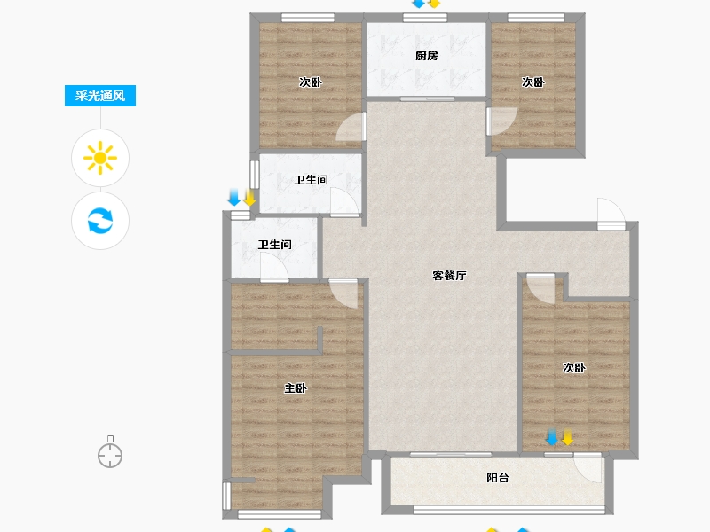 陕西省-西安市-海亮唐宁府-111.30-户型库-采光通风