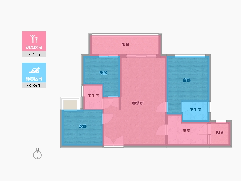 重庆-重庆市-海成云著-76.00-户型库-动静分区