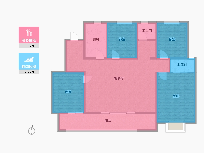 河南省-安阳市-润安万和城-129.60-户型库-动静分区