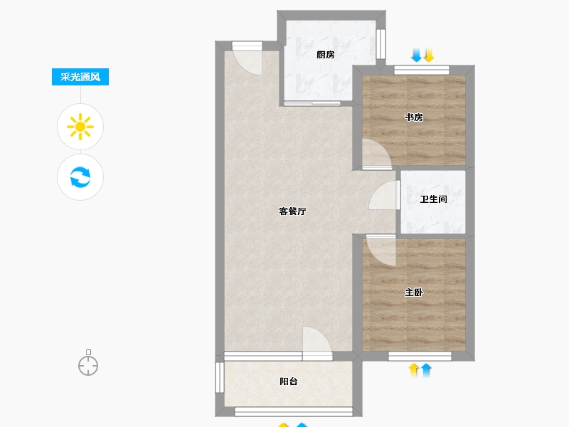 河北省-石家庄市-元氏书香庭院-61.60-户型库-采光通风