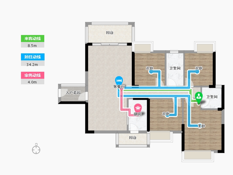 广西壮族自治区-梧州市-钱隆天下4室2厅2卫-102.00-户型库-动静线