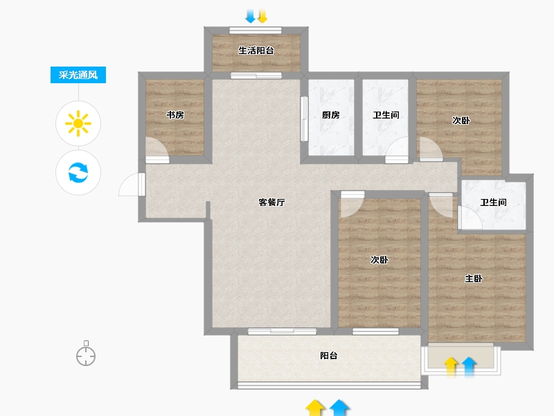 山西省-运城市-晋府玫號-103.29-户型库-采光通风