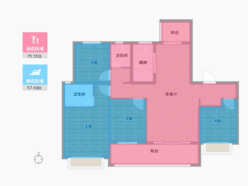 湖南省-长沙市-龙湖江与城-119.54-户型库-动静分区