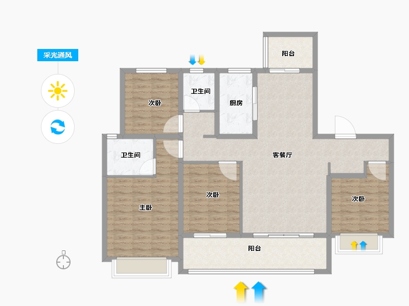 湖南省-长沙市-龙湖江与城-119.54-户型库-采光通风