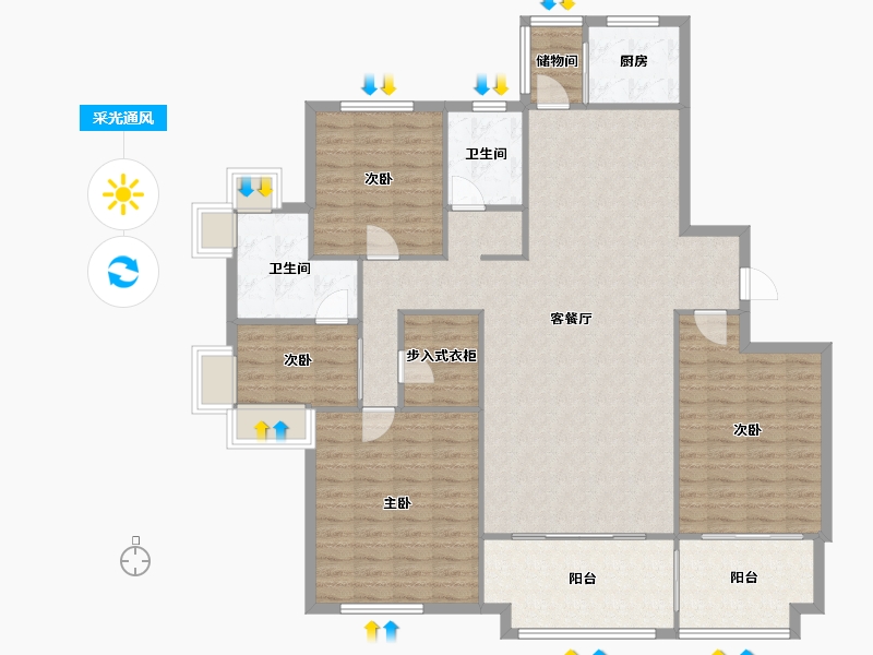 山东省-滨州市-麒麟阁-147.20-户型库-采光通风