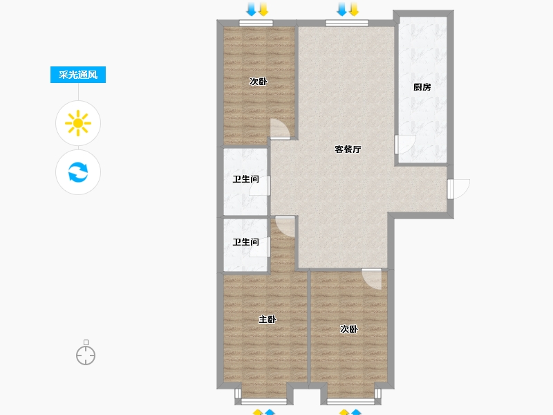 河北省-石家庄市-中基礼域尚城-北区-105.40-户型库-采光通风