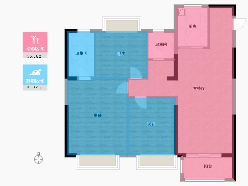 江苏省-南通市-启东绿地奥特莱斯-97.60-户型库-动静分区