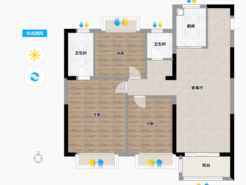 江苏省-南通市-启东绿地奥特莱斯-97.60-户型库-采光通风