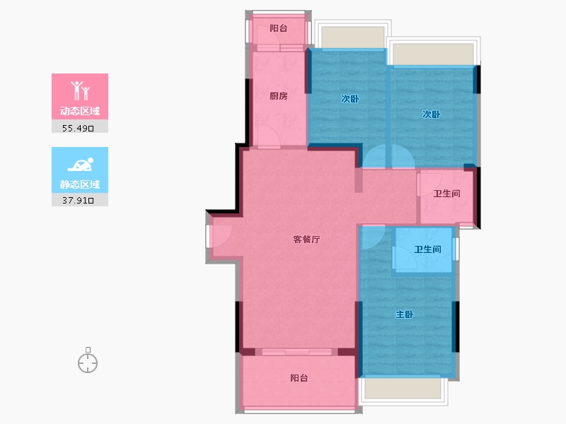 广东省-肇庆市-丽景花园-84.77-户型库-动静分区