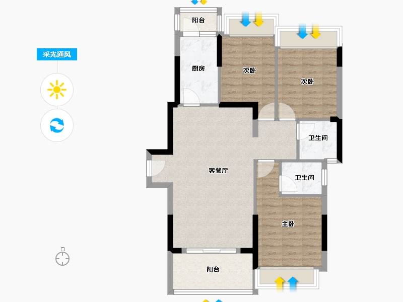 广东省-肇庆市-丽景花园-84.77-户型库-采光通风