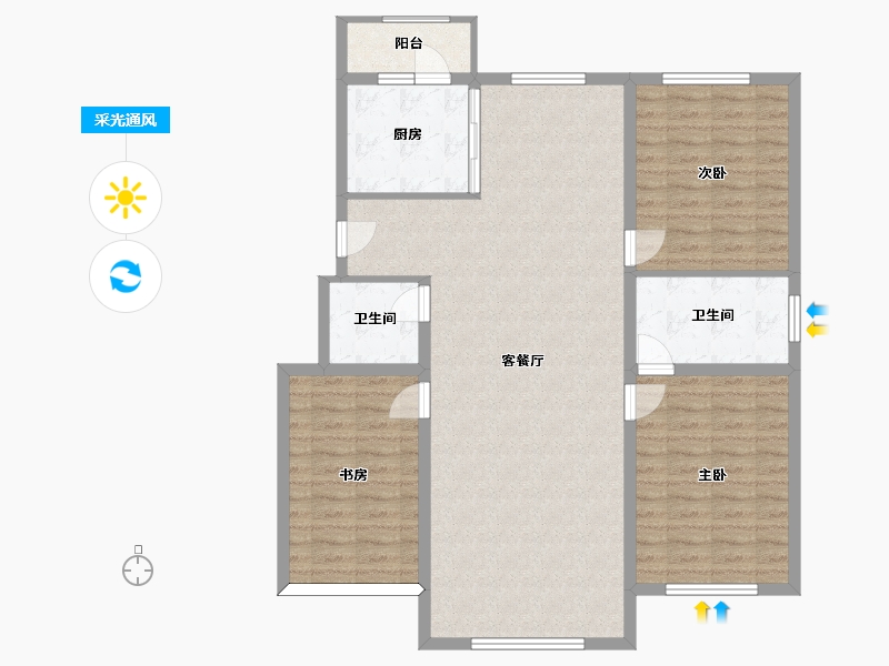 内蒙古自治区-呼伦贝尔市-和谐佳苑-116.89-户型库-采光通风