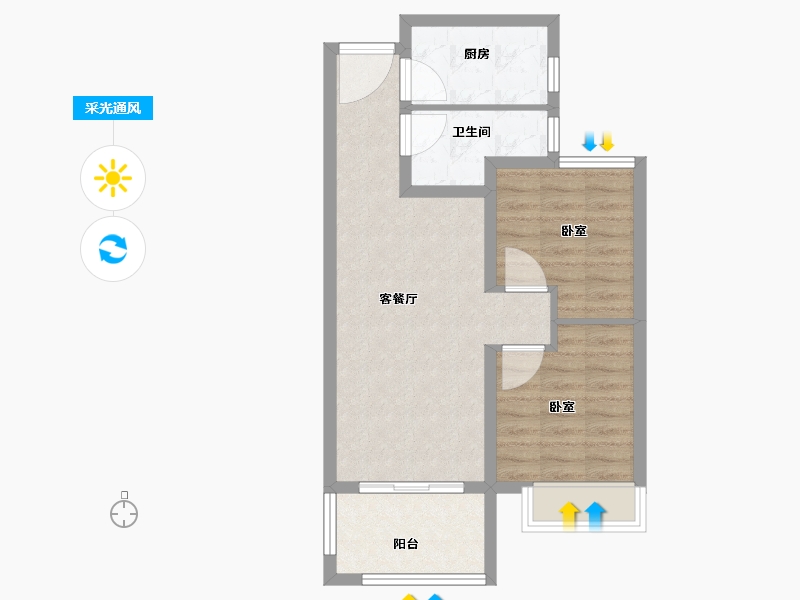 河南省-南阳市-建业·中州学府-60.00-户型库-采光通风