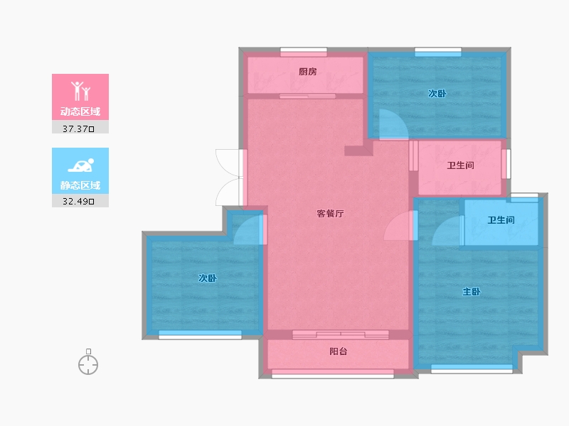 河南省-濮阳市-龙润学府-61.91-户型库-动静分区