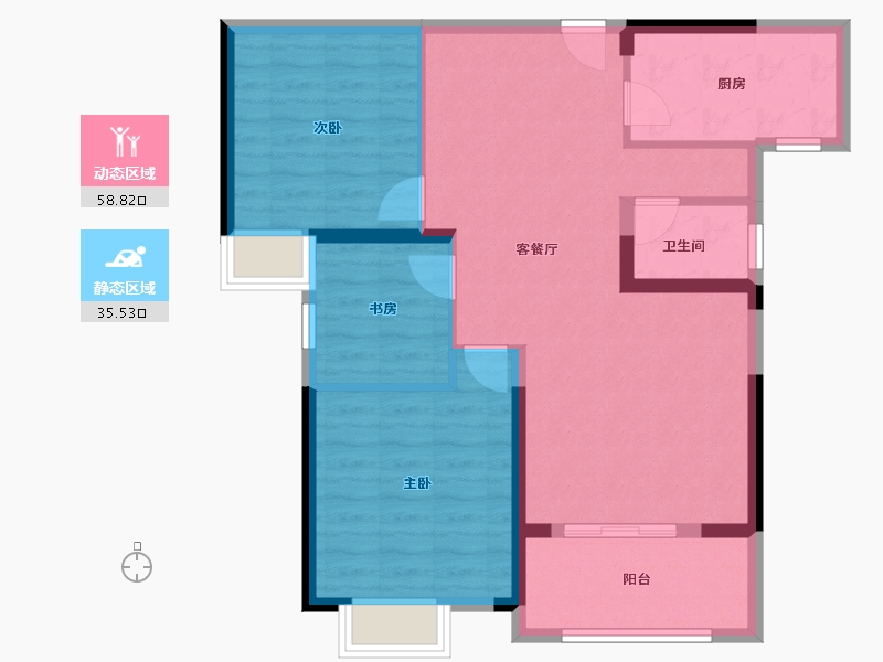 湖北省-武汉市-鼎盛璟城-84.80-户型库-动静分区