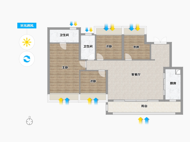 四川省-成都市-万科朗拾交子-113.40-户型库-采光通风