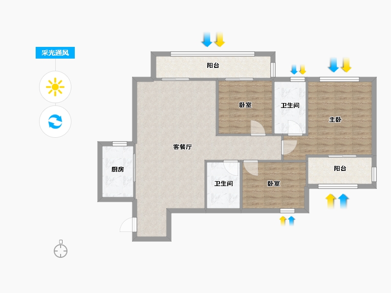 湖南省-长沙市-博林金谷-92.80-户型库-采光通风