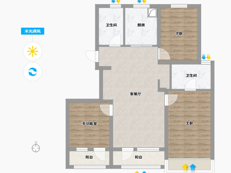 北京-北京市-北京建工·熙华台-80.59-户型库-采光通风