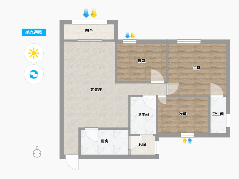 广东省-广州市-广南苑-61.07-户型库-采光通风