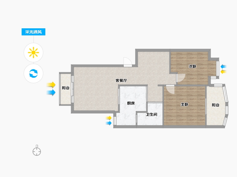 四川省-成都市-郦景东城-69.35-户型库-采光通风