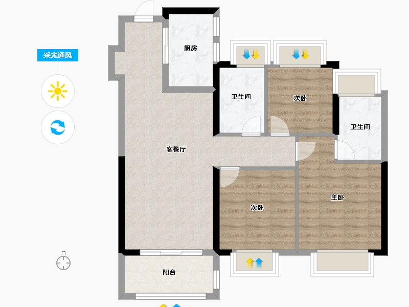 安徽省-合肥市-长城保利和光峯境-80.00-户型库-采光通风