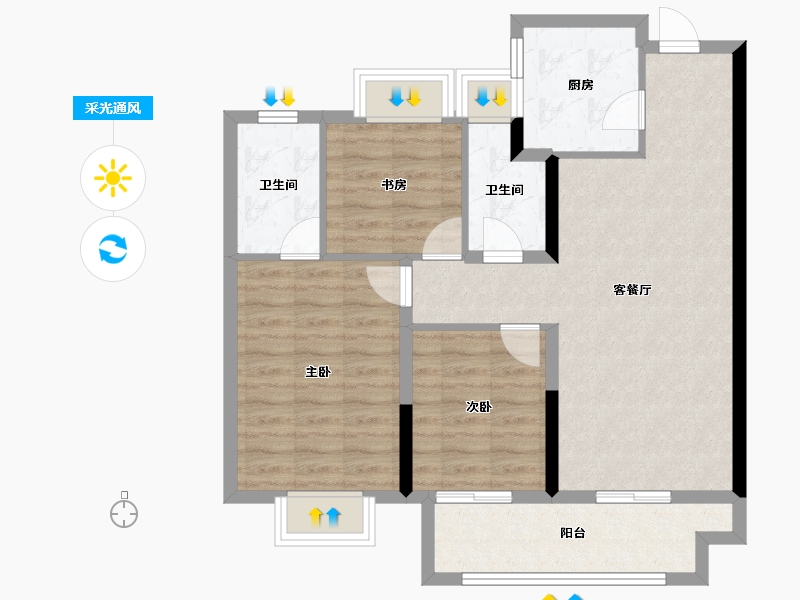 湖北省-武汉市-金融街金悦府-83.38-户型库-采光通风