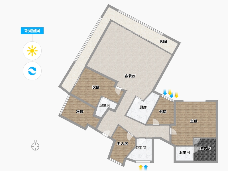 广东省-深圳市-十五峯花园-206.05-户型库-采光通风