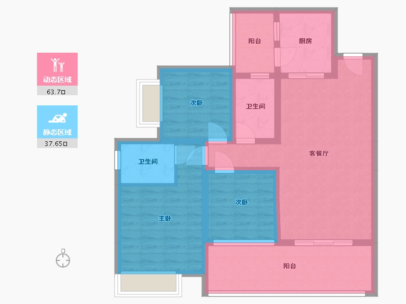 四川省-绵阳市-御景江山-87.98-户型库-动静分区