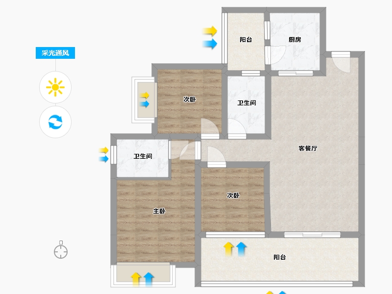 四川省-绵阳市-御景江山-87.98-户型库-采光通风