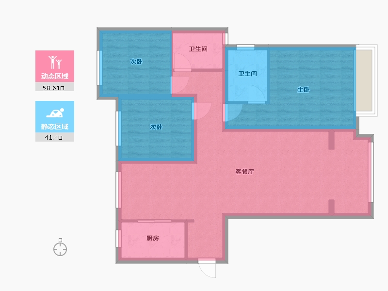 河南省-郑州市-锦艺四季城-100.90-户型库-动静分区