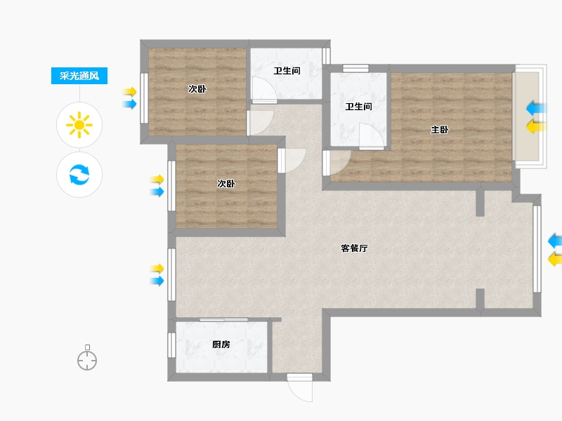 河南省-郑州市-锦艺四季城-100.90-户型库-采光通风