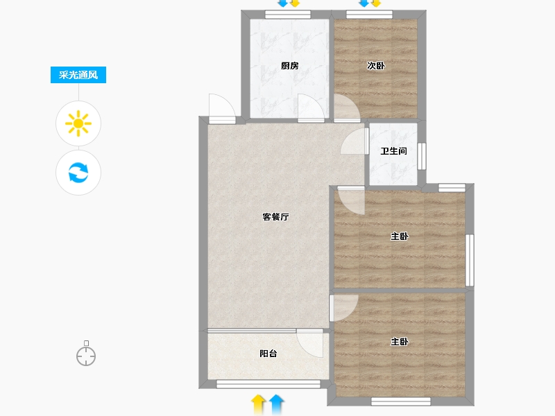 广东省-珠海市-杏花苑-72.12-户型库-采光通风