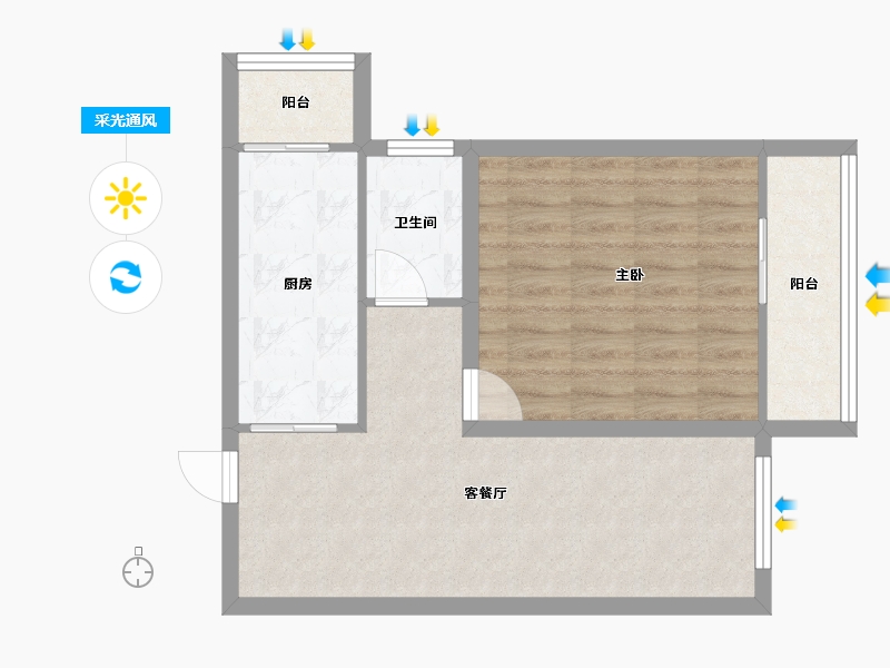 黑龙江省-鹤岗市-半山海景兰溪谷(二期)-58.08-户型库-采光通风