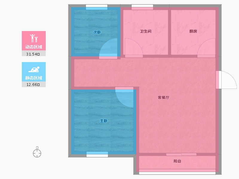 黑龙江省-鹤岗市-龙电花园(B区)-38.53-户型库-动静分区