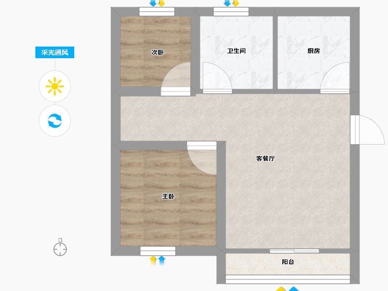 黑龙江省-鹤岗市-龙电花园(B区)-38.53-户型库-采光通风