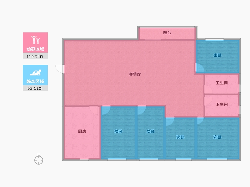 黑龙江省-鹤岗市-澳城花园(南区)-172.37-户型库-动静分区