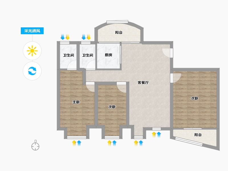 广东省-深圳市-嘉庭苑-86.85-户型库-采光通风