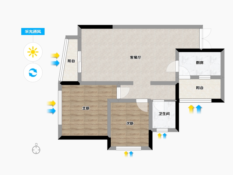 四川省-成都市-观澜9号云岸-71.92-户型库-采光通风