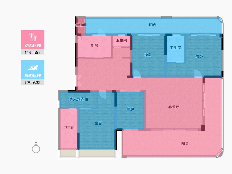 四川省-宜宾市-五洲庄园-219.04-户型库-动静分区