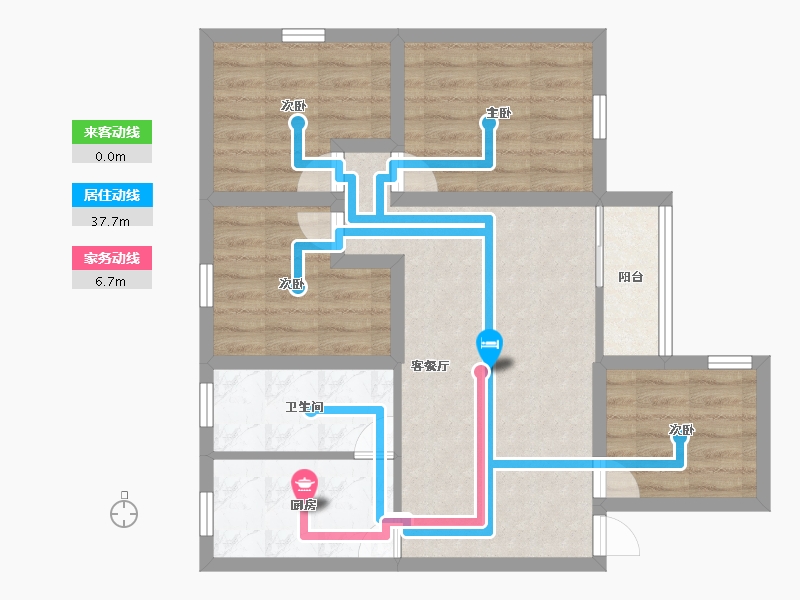 黑龙江省-鹤岗市-龙电花园(A区)-71.45-户型库-动静线