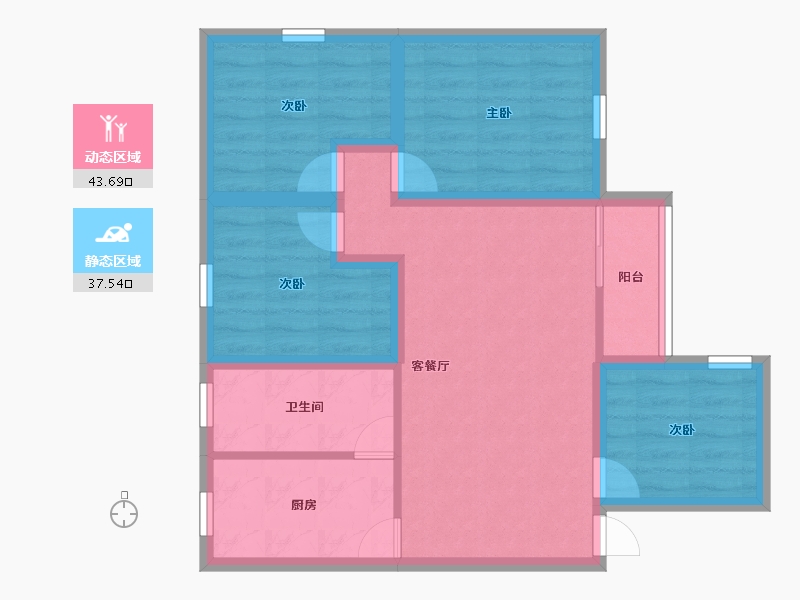 黑龙江省-鹤岗市-龙电花园(A区)-71.45-户型库-动静分区