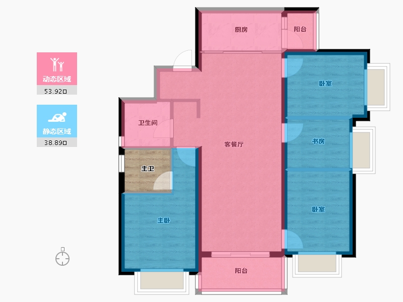 云南省-昆明市-中铁·时代央著-86.75-户型库-动静分区