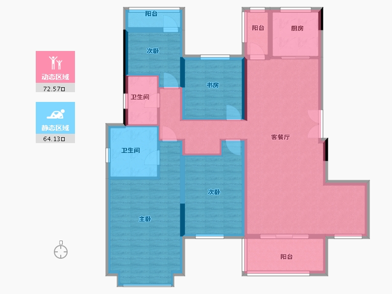 湖南省-长沙市-佳兆业云顶梅溪湖-三期-122.68-户型库-动静分区