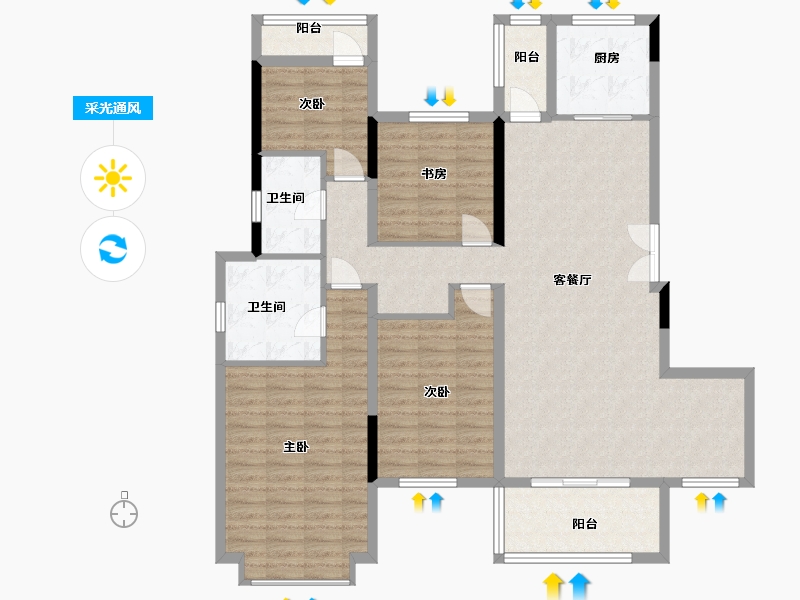 湖南省-长沙市-佳兆业云顶梅溪湖-三期-122.68-户型库-采光通风