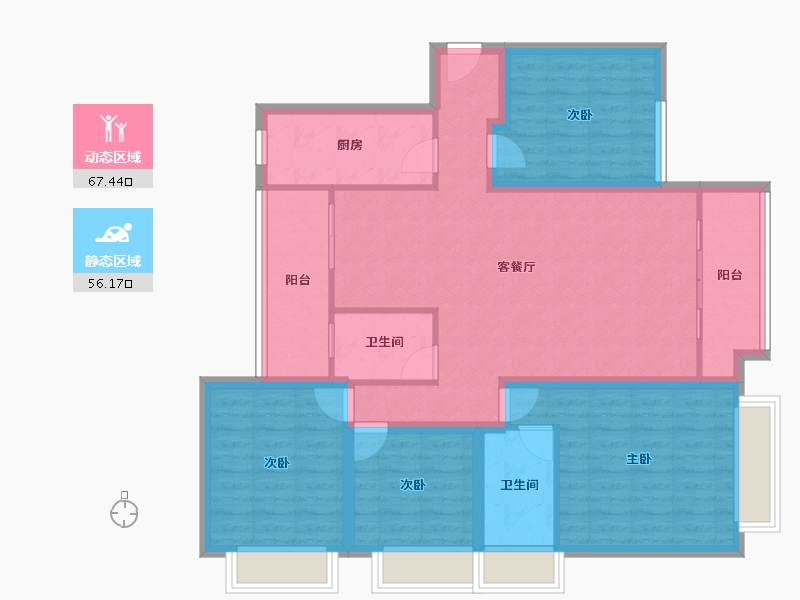 黑龙江省-鹤岗市-绿海湾-110.67-户型库-动静分区